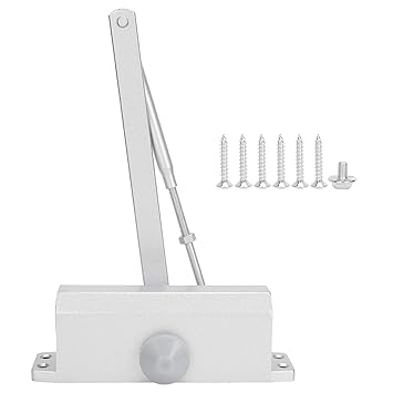 Door Shutter, Silver Wear Resistant Automatic Door Closer 60-85Kg Adjustable for Residential for Commercial Area for Office for Home