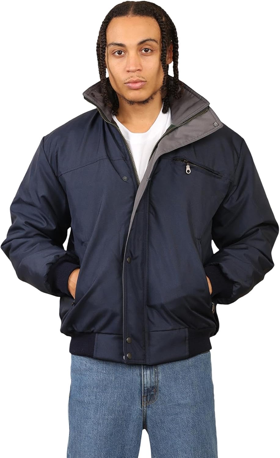 Janisramone® Mens Winter Jackets Sky Diver Military Bomber Jacket Men Long Sleeve Zipper Windproof Waterproof Winter Jacket
