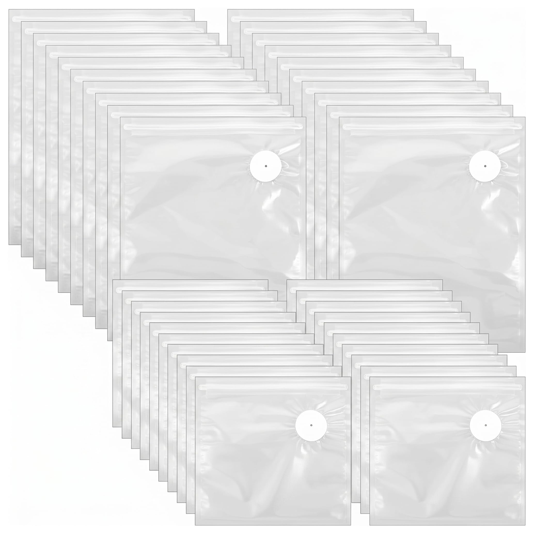 Bolsas selladoras al vacío para alimentos, paquete de 40 bolsas selladoras al vacío para alimentos, reutilizables de grado grueso con válvula de aire, blancas (20 pequeñas de 8, 27 x 8, 66 pulgadas