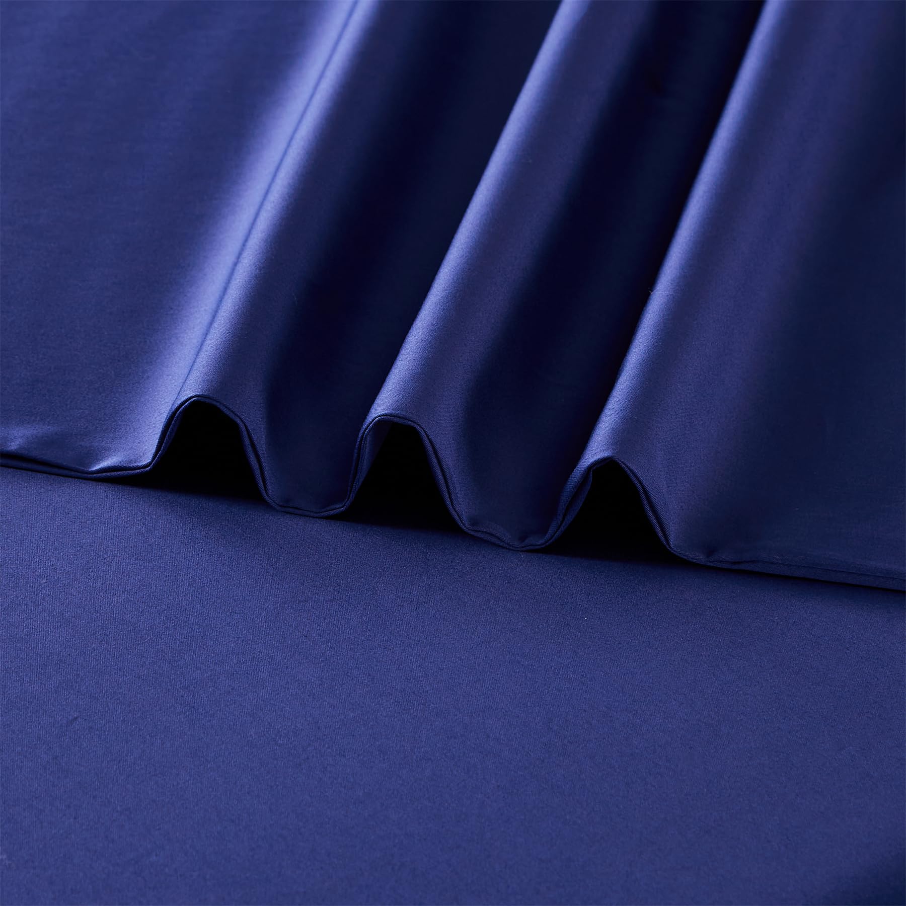 Gezu Mako Satin Bed Linen 155 x 220 cm Cotton Satin Duvet Cover Blue Navy 3-Piece Soft Breathable Bed Linen 100% Cotton Duvet Cover 155 x 220 cm and 2 Pillowcases 80 x 80 cm with Zip - Image 4