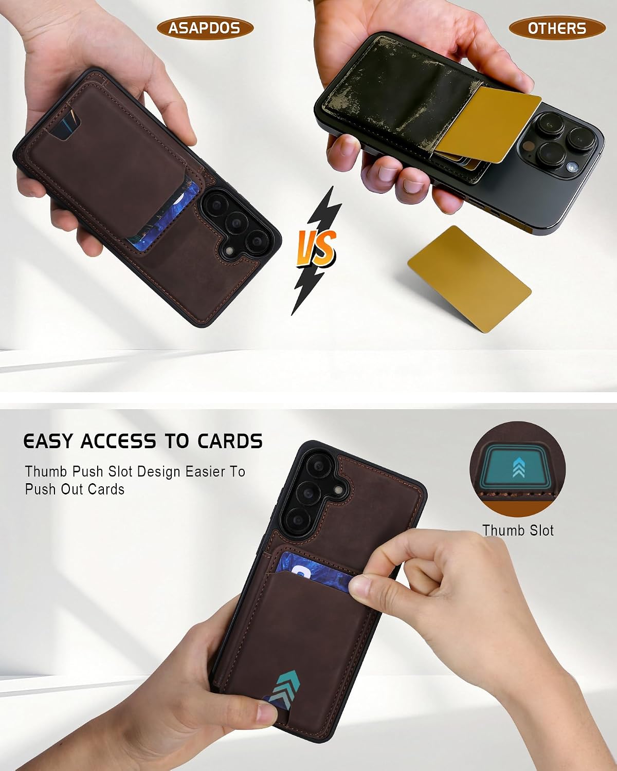 Magnetic Detachable Wallet Case for Samsung Galaxy S26 Plus with Kickstand,2-in-1 MagSafe Compatible RFID Blocking Card Holder,Slim PU Leather Cover Vintage Brown