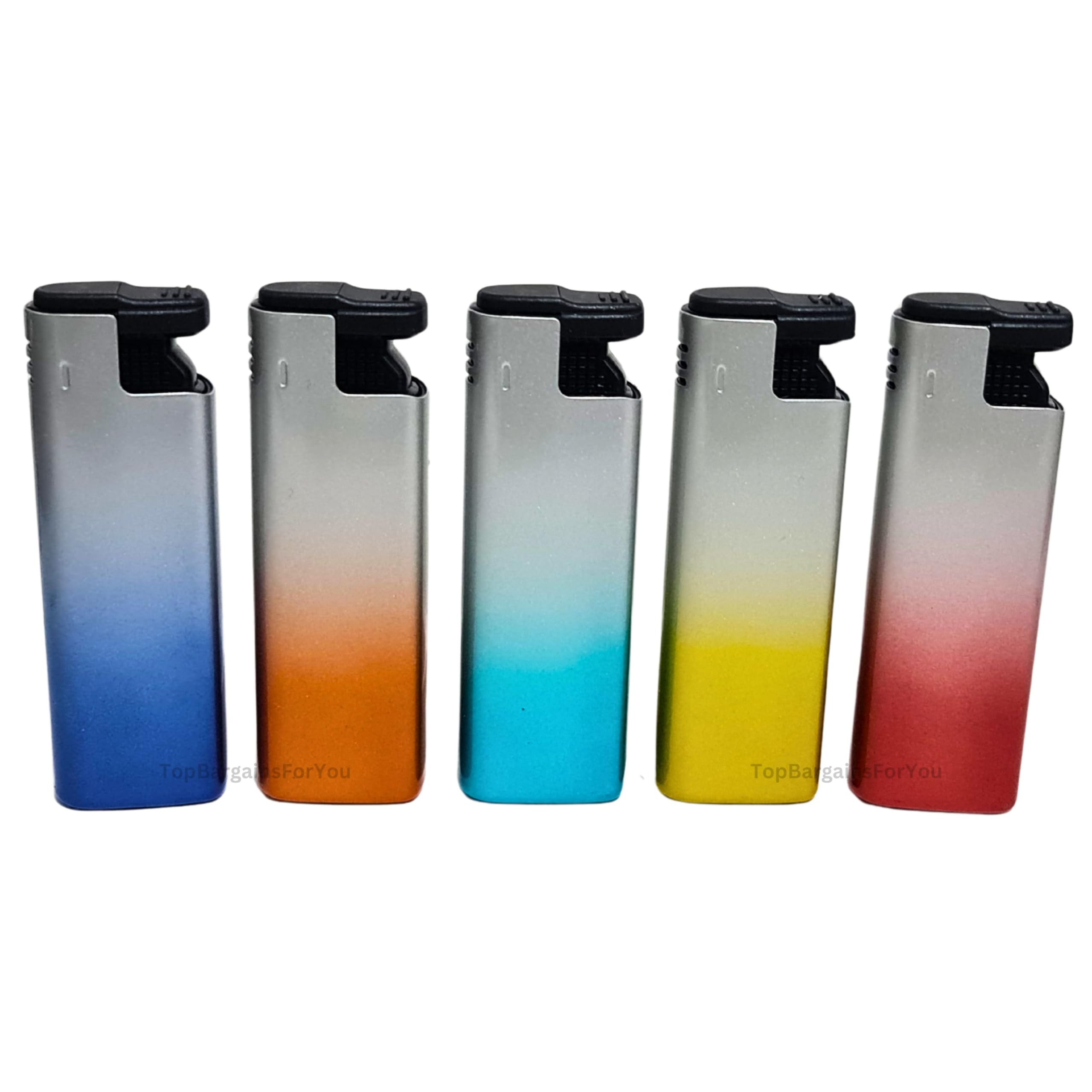 Zactly - 5 x FlameJack Colourful Windproof Dustproof Jet Lighters Really Powerful – LIMITED EDITION (Silver Gradient)