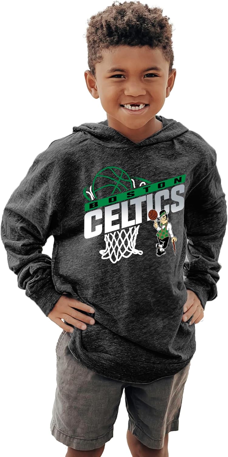 Blue 84 NBA Unisex Kids Nba Officially Licensed Youth Tri-blend Hooded Long Sleeve T-shirt Hoop Team Color