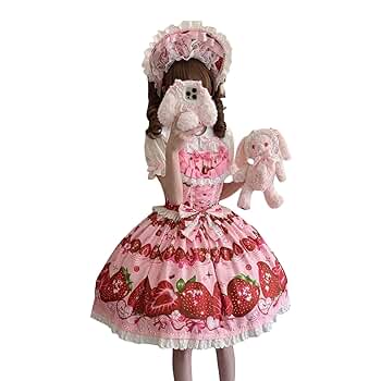 Amavel いちごジャンスカ ブラウス ワンピース ロリータ ゴスロリ Lolita ロリータ ジャンパースカート ワンピース ドレス