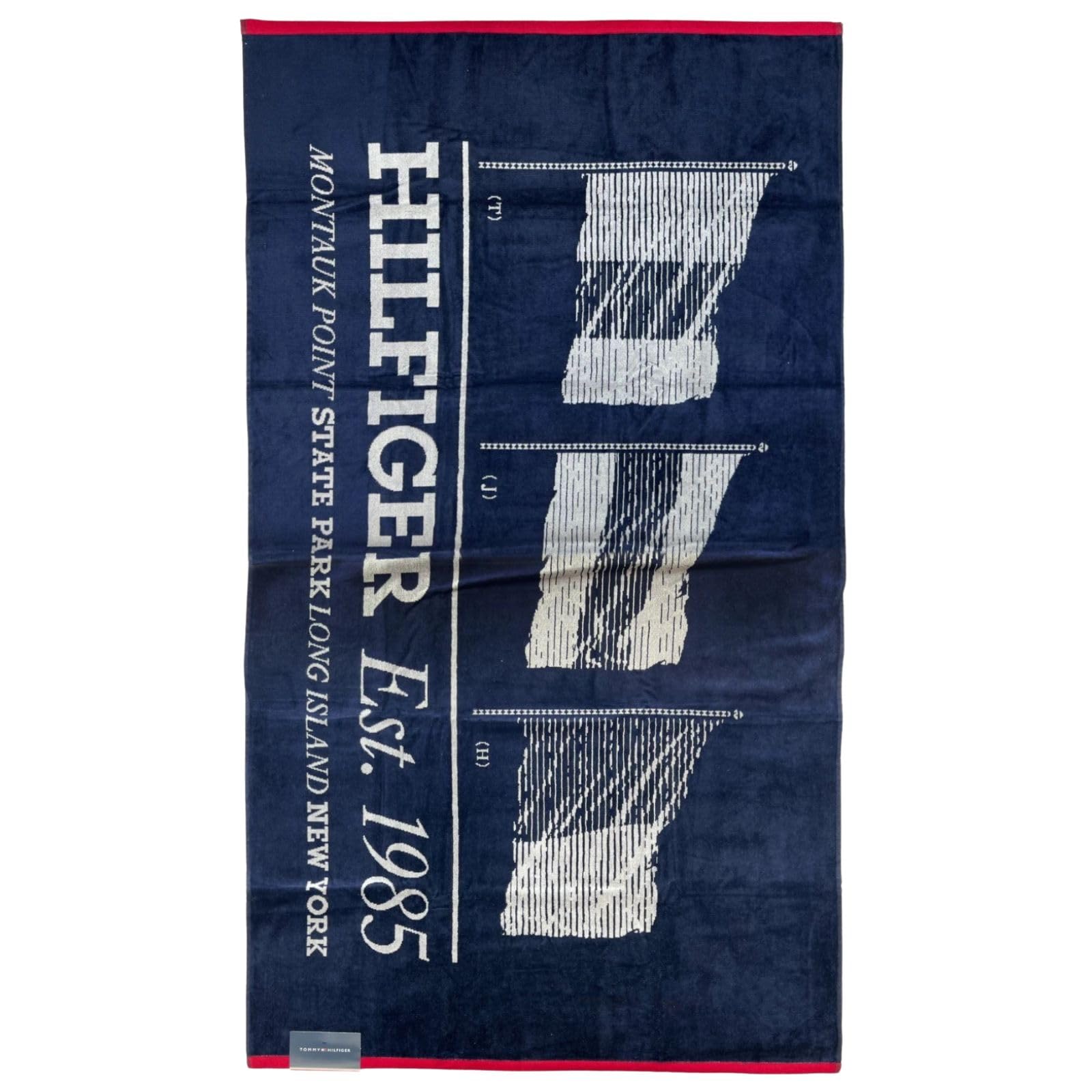Tommy Hilfiger Serviette de Plage Piscine Plage Serviette Maxi en Éponge de Pur Coton Chenillé Motif: Skipper 51 Taille: 90 x 170 cm