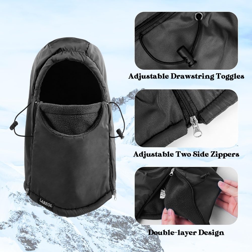 Labeol Kids Balaclava Winter Hat Ski Mask Windproof Thick Warm Fleece Face Cover with Adjustable Zippers for Boys Girls - Image 2