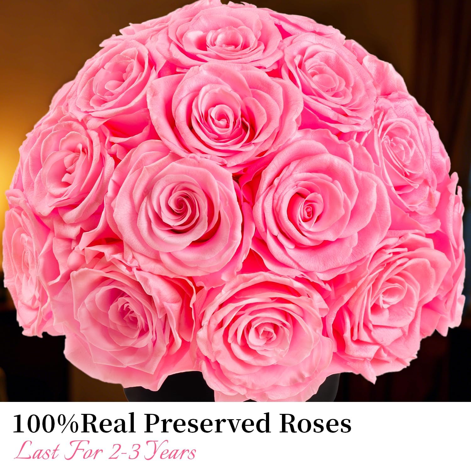 Eternal Rose Dome with Vintage Pedestal, 23 Forever Preserved Roses Arrangement for Home Decoration, Ideal Gift for Christmas,Valentine's Day, Mother's Day, Birthdays