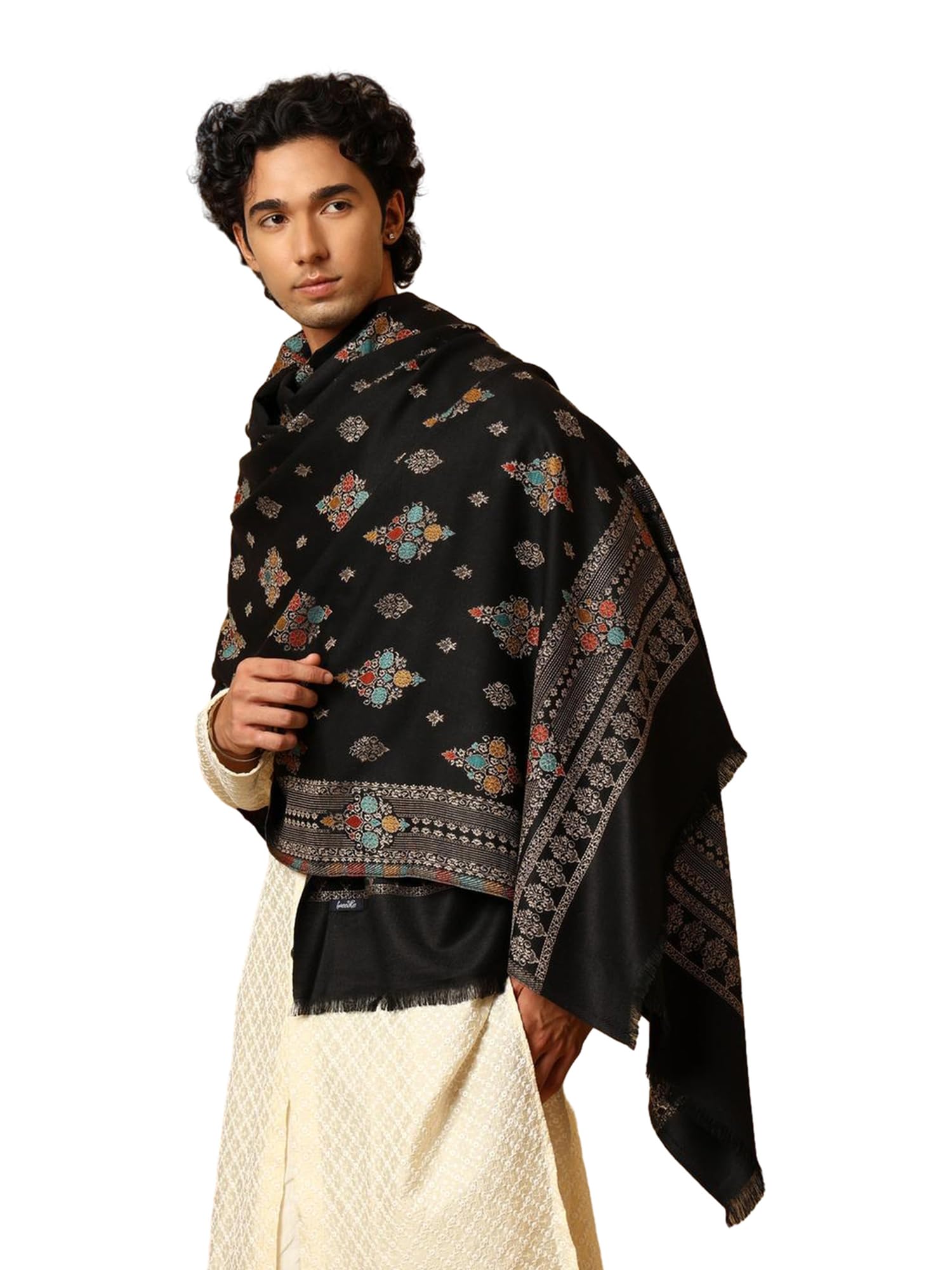 tweedle Men’s Ethnic Design, Faux Wool Shawl/Stole/Scarf | Size - 40 x 80 inches-picture-58