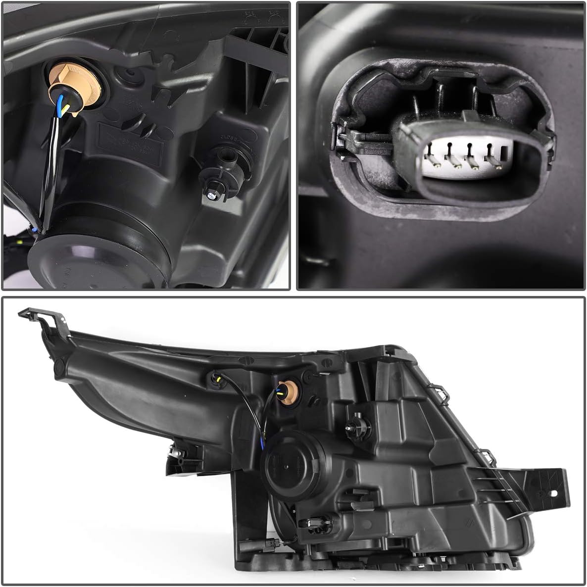 DNA MOTORING Pairs of Projector Headlight Assembly Compatible with 11-15 FORD EXPLORER 4-DOOR Black Clear, HL-OH-FEXP11-BK-CL1