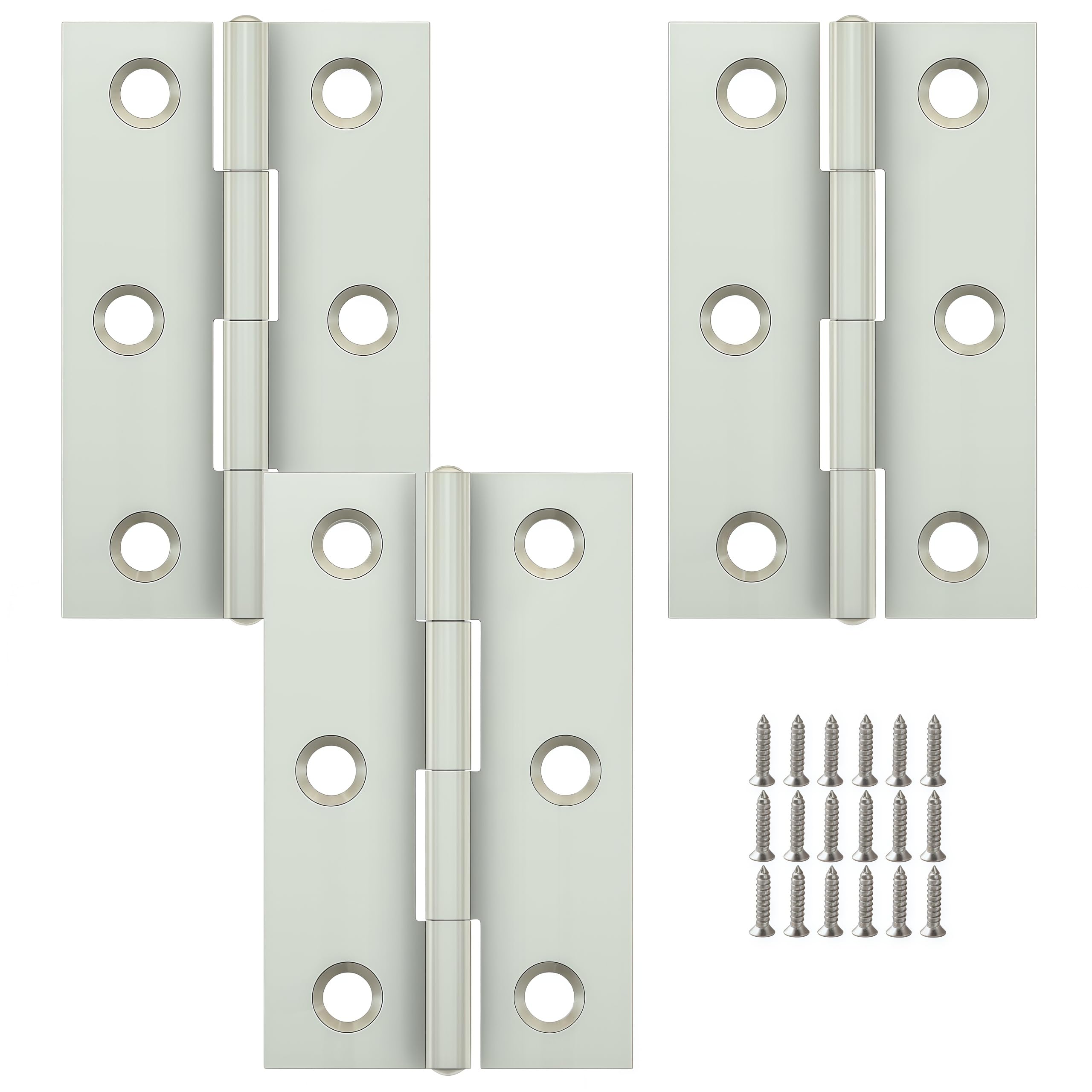 Vbnexyr Regular Door Hinges 3 Pack Stainless Steel Folding Hinges For Cabinets Casement Hinges And Door/Window Hardware With Screws 55 * 34 * 0.8Mm