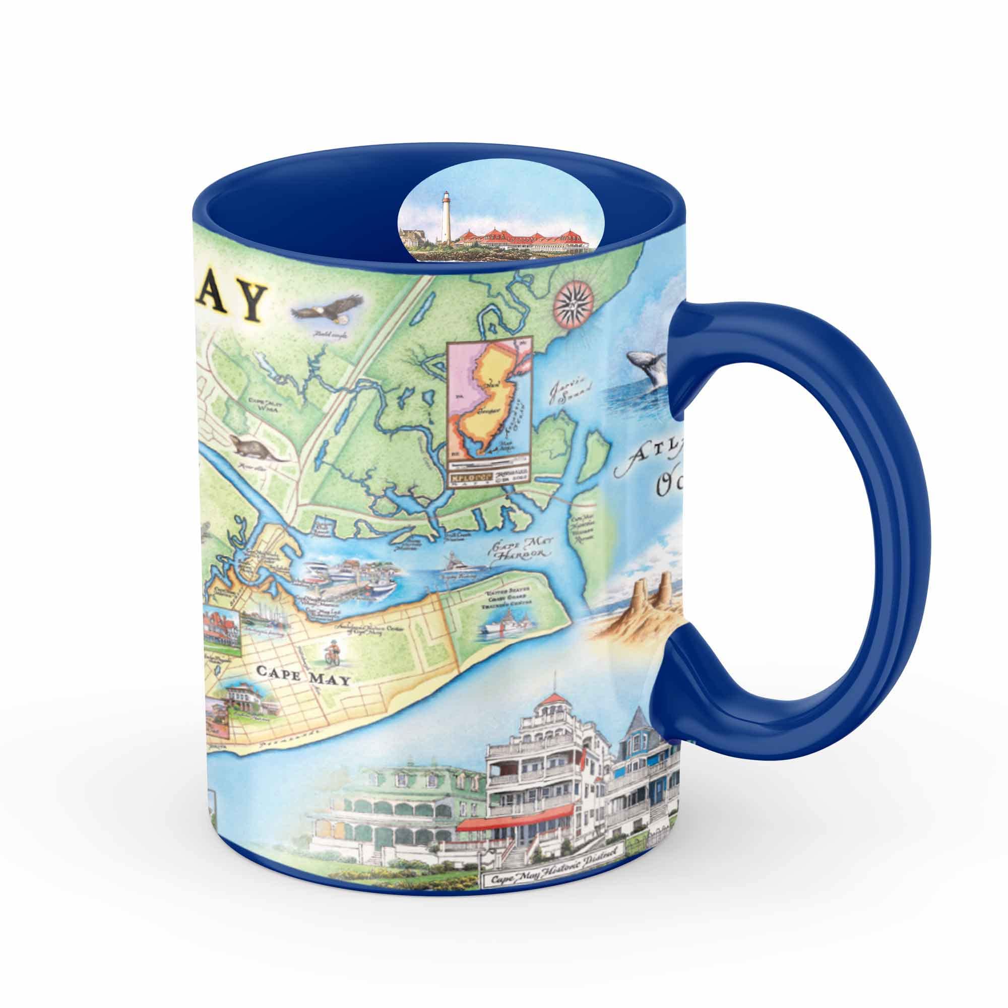 Xplorer Maps New Jersey's Cape May Map Ceramic Mug (16oz) – BPA-Free Coffee Cup for Hot & Cold Drinks – Perfect for Office, Home, or Gift