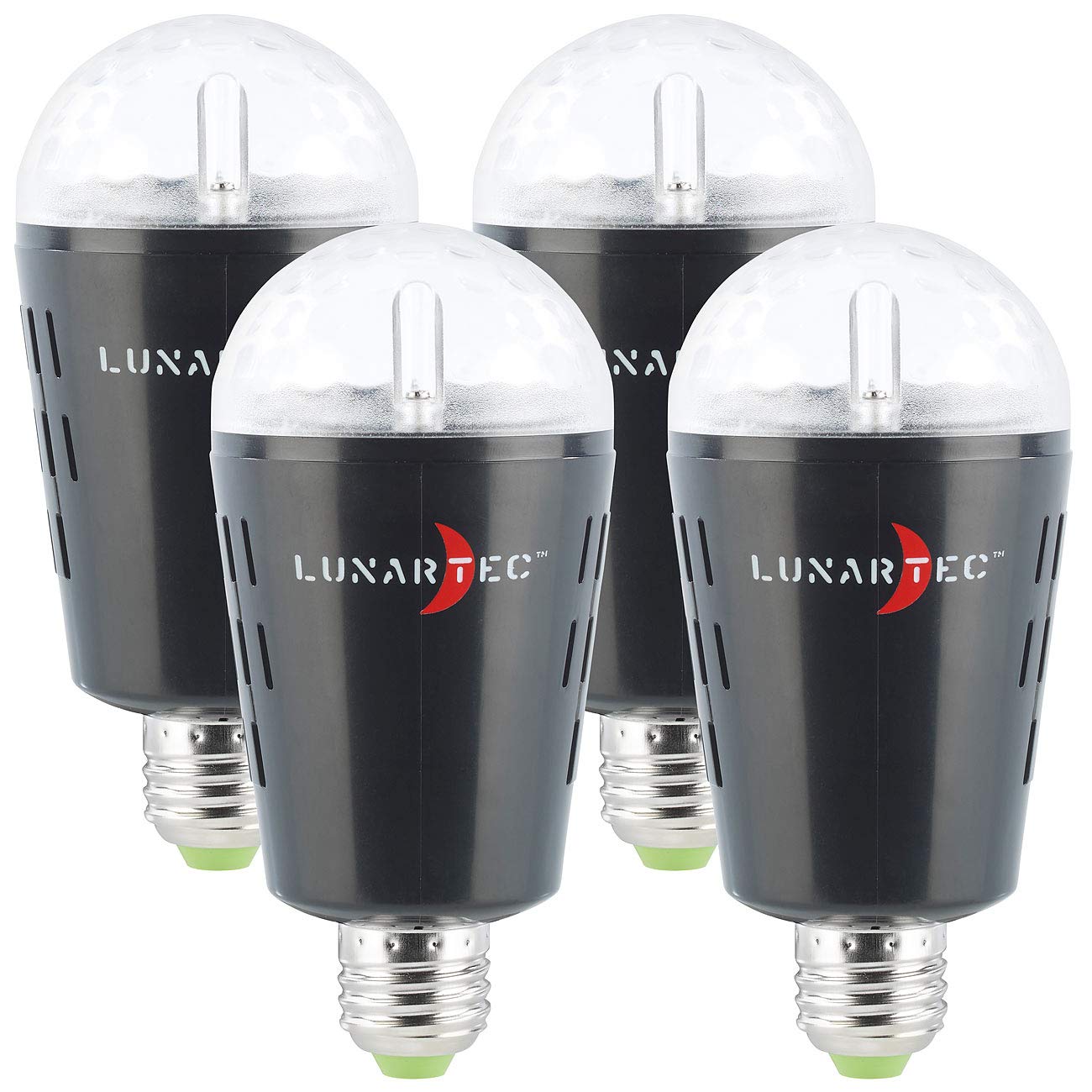 Lunartec LED Disco Glühbirne: 4er-Set Disco-LED-Lampen mit Sternenfunkel-Effekt & Soundsensor, E27 (Birne, farbige Tropfen, Party)