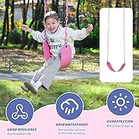 Vista 7 de Asiento de columpio rosa - Cadena resistente con revestimiento de plástico - Juego de accesorios de repuesto para columpio de parque infantil, juego