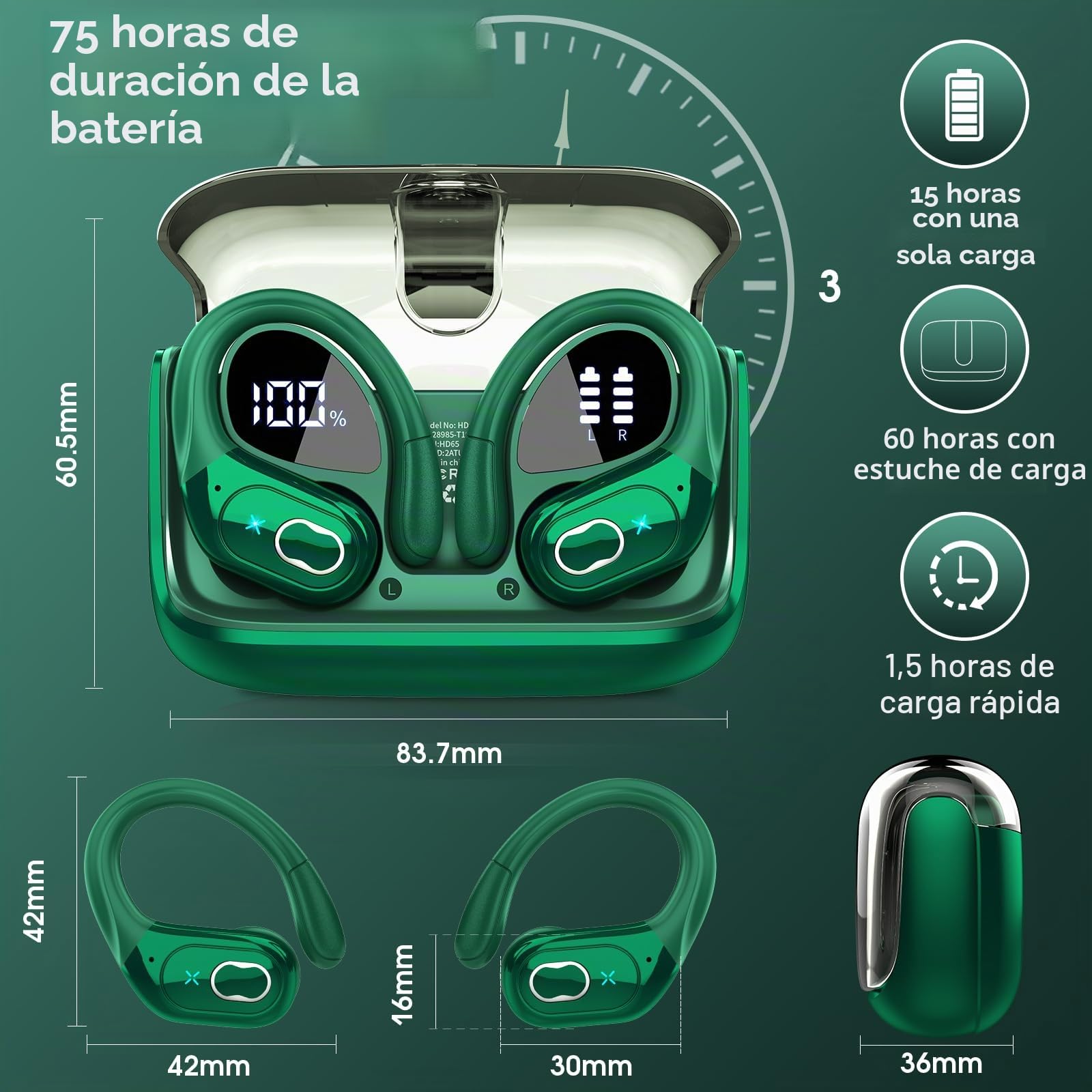 AI Auriculares Traductor en Tiempo Real(2026), 164 Idiomas y 6 Modos de Traducción, 3 in 1 AI Auriculares Traductor, Bluetooth 5.4 con ENC y App con para Viajes/Negocios/Aprendizaje/Reunirse Verde