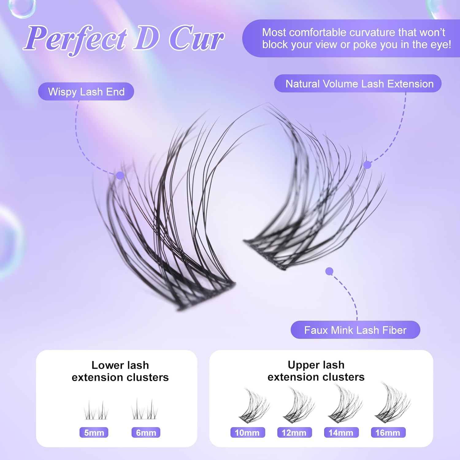 Cluster Lashes Individual Lashes Kit 3D WISPY LASH KIT 10-18mm Length，4 in 1 DIY Eyelash Extension Individual Soft False for Personal Use at Home image 3
