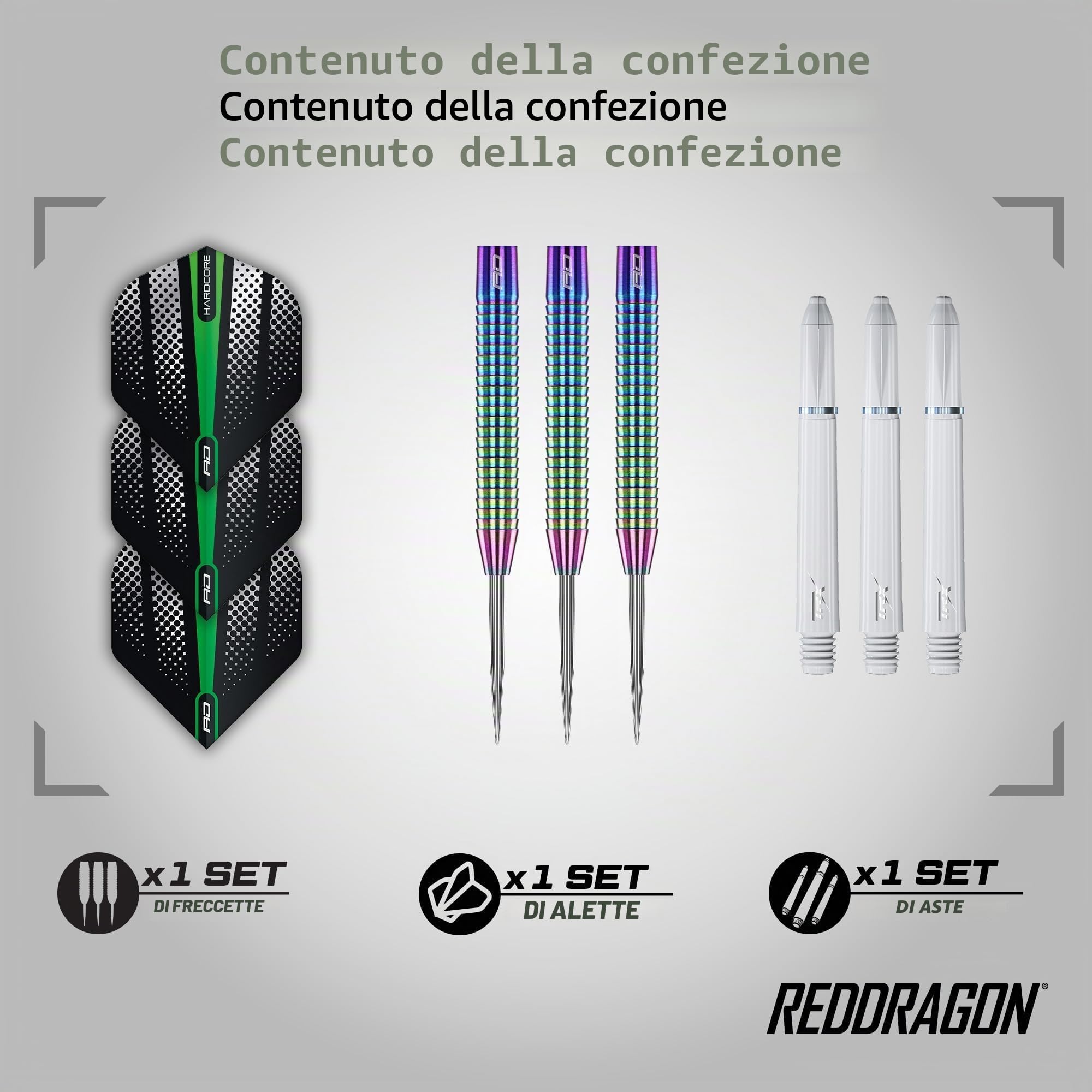 RED DRAGON Razor Edge Spectron 20g, 22g, 24g o 26g Freccette Tungsteno con Punta Acciacio, Voli e Freccette Aste