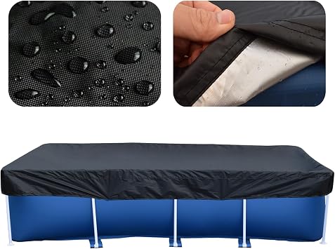 14 x 7 FT Rectangle Pool Cover, 450 * 220CM Rectangle Pool Cover, Fit 177 in x 87 in Swimming Pool Cover, Heavy Duty Pool Covers with Strong Tear Resistant and Fade Resistant 177" X 87", Black