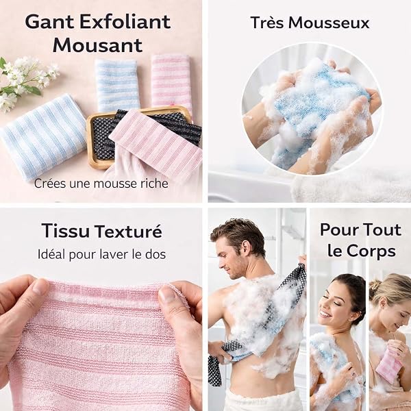 Serviette De Douche Exfoliante Ecovia, 2/4 Serviette Ecovia Exfoliante, SéChage Rapide, Facile à Utiliser, Portable Et Unisexe (3PC) - 4