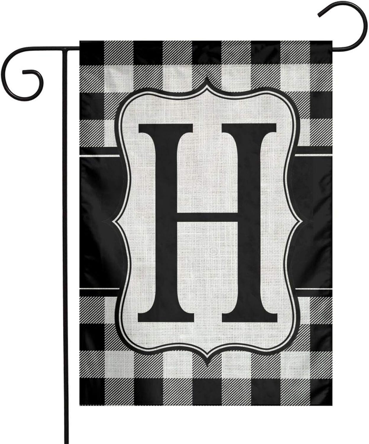 YANGHOME Monogram Initial H Burlap Garden Porch Lawn Flag Farmhouse Decorations Mailbox Decor Welcome Sign 12x18 Inch Small Mini Size Double Sided Flax Nylon Linen Fabric