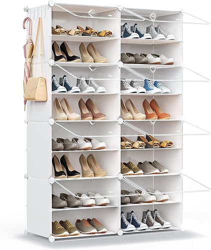 Miniatura 11 de Zapatero de 48 pares, organizador de estantes para zapatos con puerta, gabinete para zapatos con estantes para armario, entrada, pasillo, dormitorio