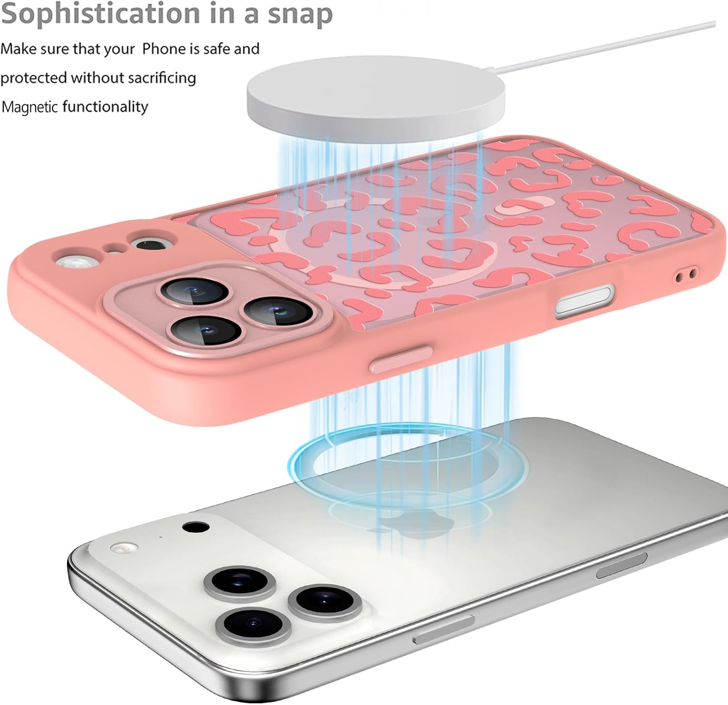 Fiyart Designed for iPhone 17 Pro Max Case Matte Leopard Print Design Compatible with MagSafe Wireless Charging,Cute Cheetah Anti-Scratch Translucent Phone Cover for Women Girls 6.9"-Pink