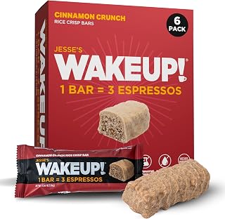 WAKE UP! Cinnamon Crunch Caffeinated Protein Bars - "Wake Up Happy, Feel Amazing.” - Proprietary Blend with 350mg Caffeine per Bar (3 Espressos) – Gluten-Free, Vegetarian, Kosher, Energy Snack for Focus, Clarity & Busy Lifestyles – 6 Pack