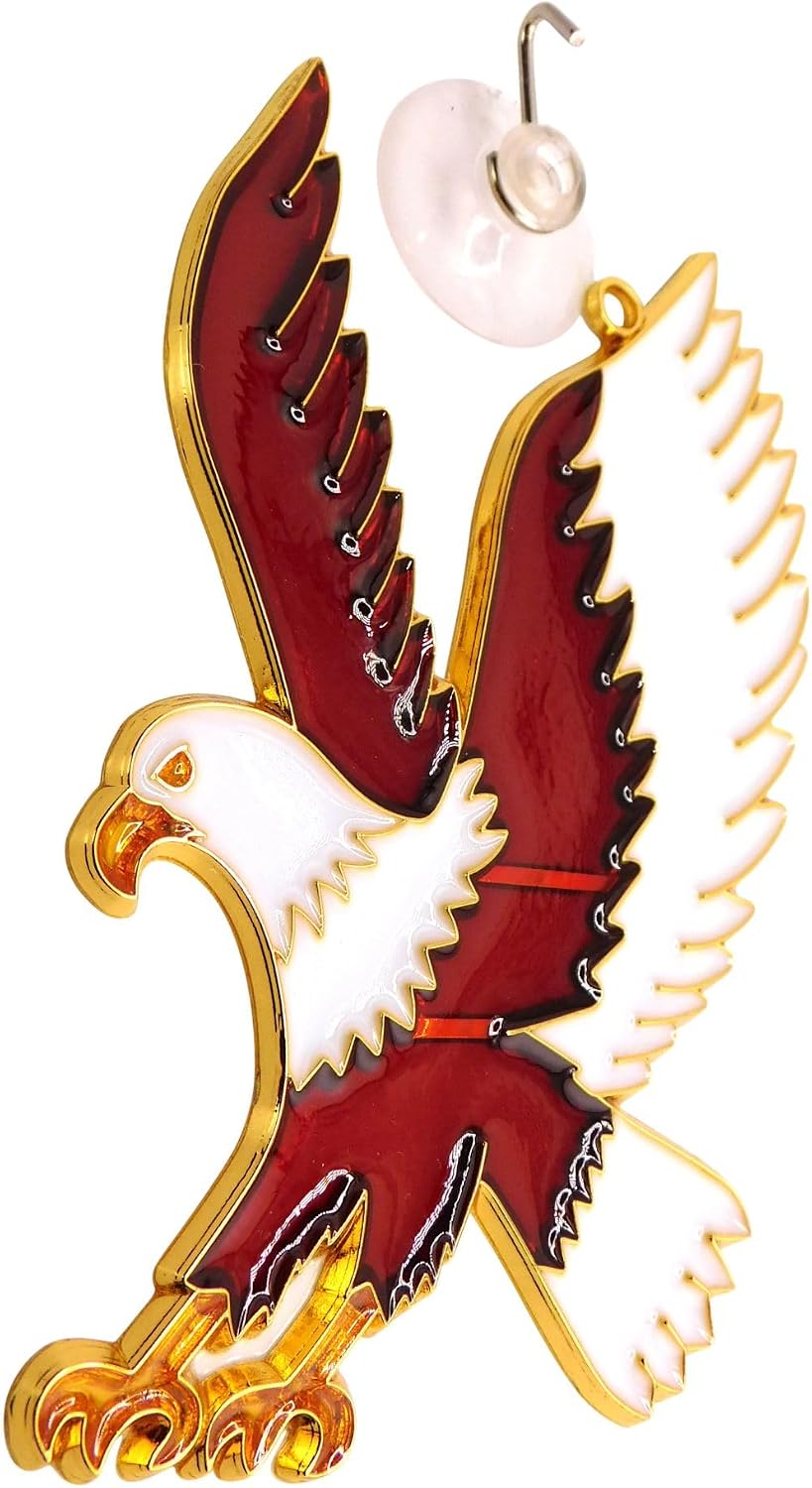 American Bald Eagle Suncatcher Set with Land of the Free USA Card Veterans Day Gift Pack Sun Catching Decoration
