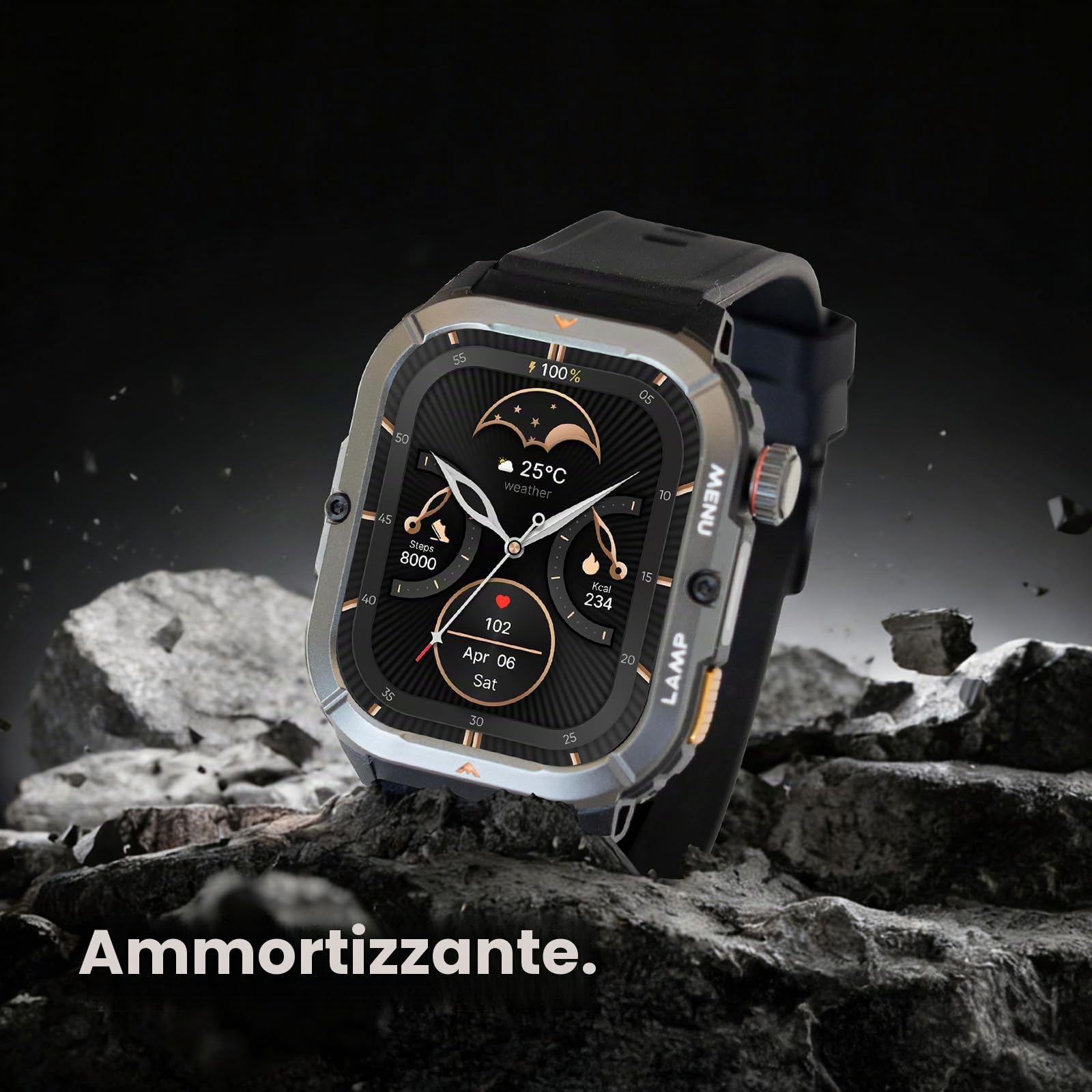 AGM Legion 3 Orologio Rugged AMOLED 1,95", IP68, Torcia, Android iOS | IP68/5ATM/810H, 500mAh, BT 6.0, 600nit, 60Hz, Android 9+ iOS 11+