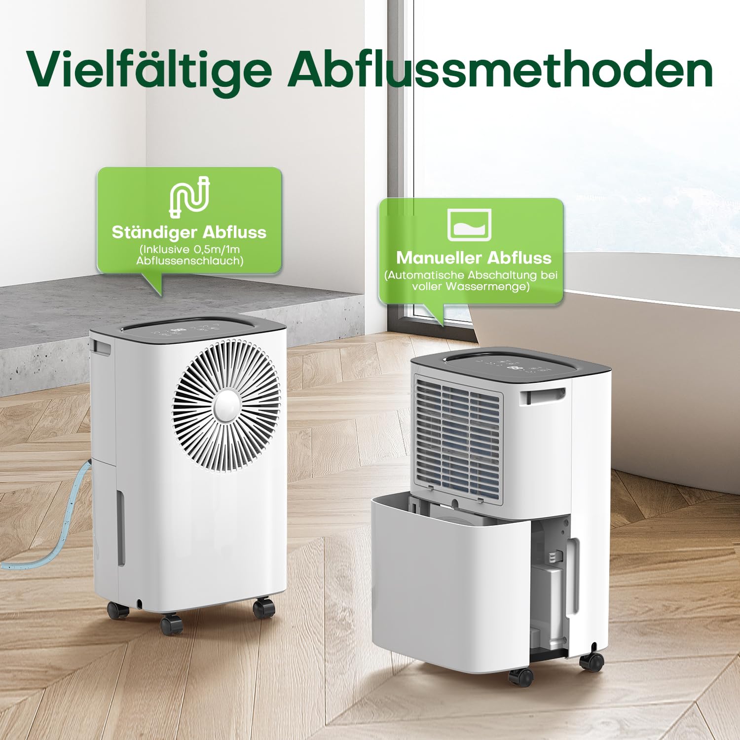 Luftentfeuchter 12L/Tag, Auto Entfeuchtung, 24H-Timer Ein/Aus, Kontinuierliche Entwässerung, Raumentfeuchter, Geeignet für den Wohnung/Keller, Luftentfeuchter Elektrisch, Gegen Feuchtigkeit
