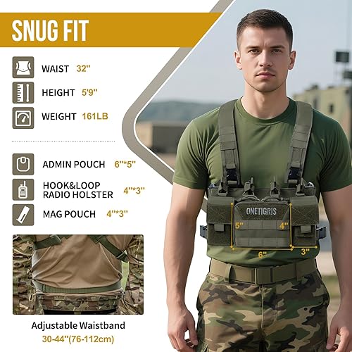 Miniatura 35 de ONETIGRIS Chest Rig, MOLLE Chest Rigs Tactical Chest Rig Dangler Pouch Utility Admin Pouch for Hunting Shooting Hiking Camocolor