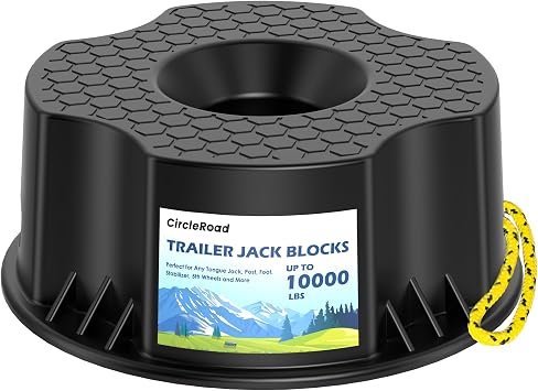 Trailer Jack Block, 1 Pack Heavy Duty Camper Jack Pads UV Resistant Up to 10,000 lbs Leveling Block for Trailer, Tongue Jack, 5th Wheels, Black