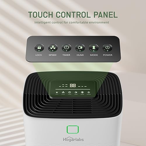 Miniatura 7 de Deshumidificador de 100 pintas para sótano y hogar, deshumidificador silencioso inteligente con manguera de drenaje, tanque de agua de 1.32 galones,