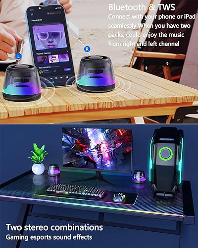 Miniatura 5 de Altavoz Bluetooth magnético, altavoz inalámbrico con espectáculo de luz RGB, altavoz portátil para soporte de teléfono MagSafe, soporte de teléfono