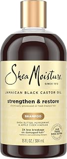 SheaMoisture Jamaican Black Castor Oil Strengthen & Restore Shampoo for Damaged Hair - Gently Cleanses & Nourishes 13 fl oz