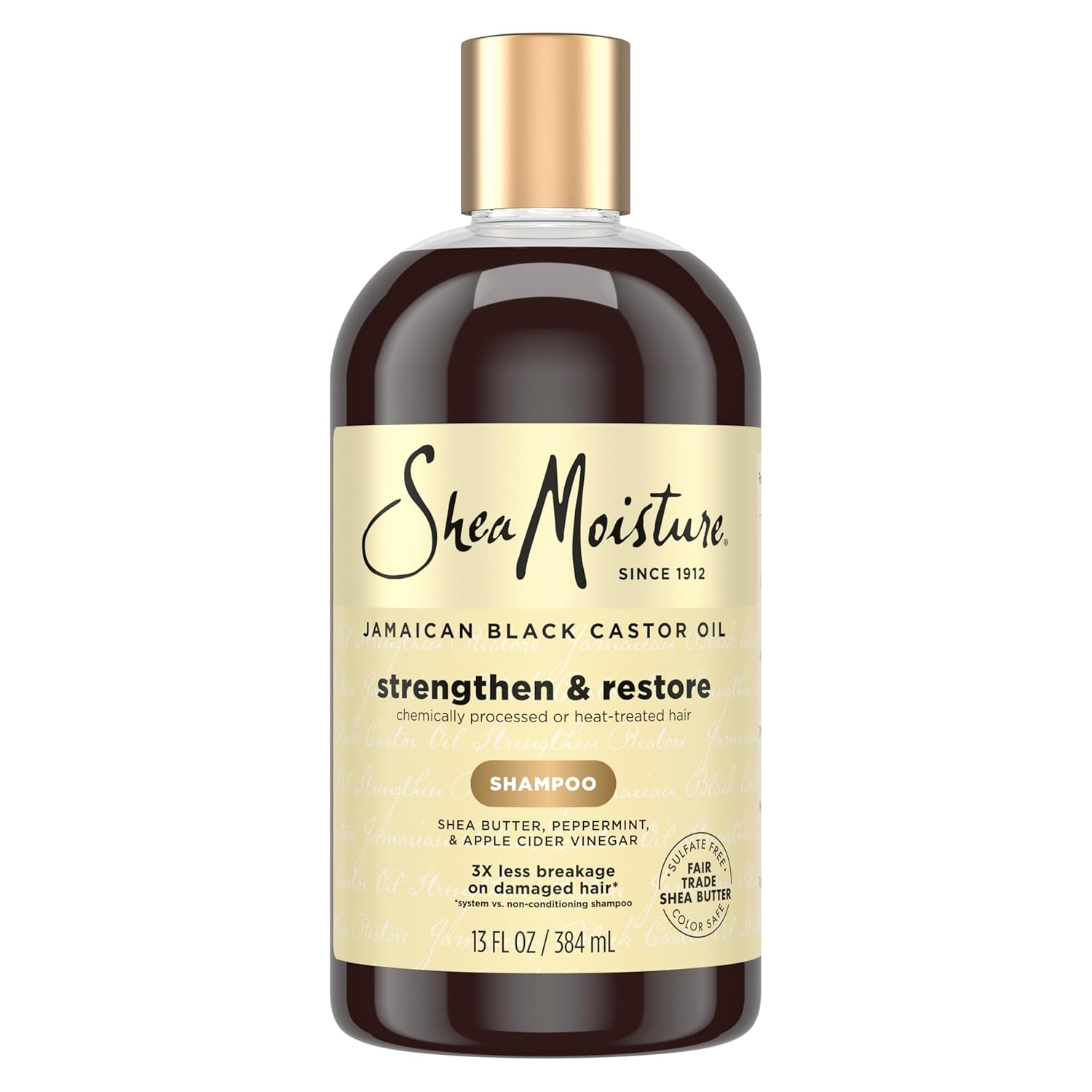 SheaMoisture Strengthen and Restore Shampoo Pure Jamaican Black Castor Oil for Damaged Hair To Cleanse and Nourish Hair 13 oz