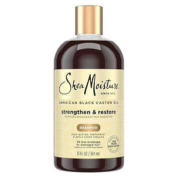 Shea Moisture Strengthen and Restore Shampoo for Damaged Hair 100% Pure Jamaican Black Castor Oil Cleanse and Nourish 13 oz