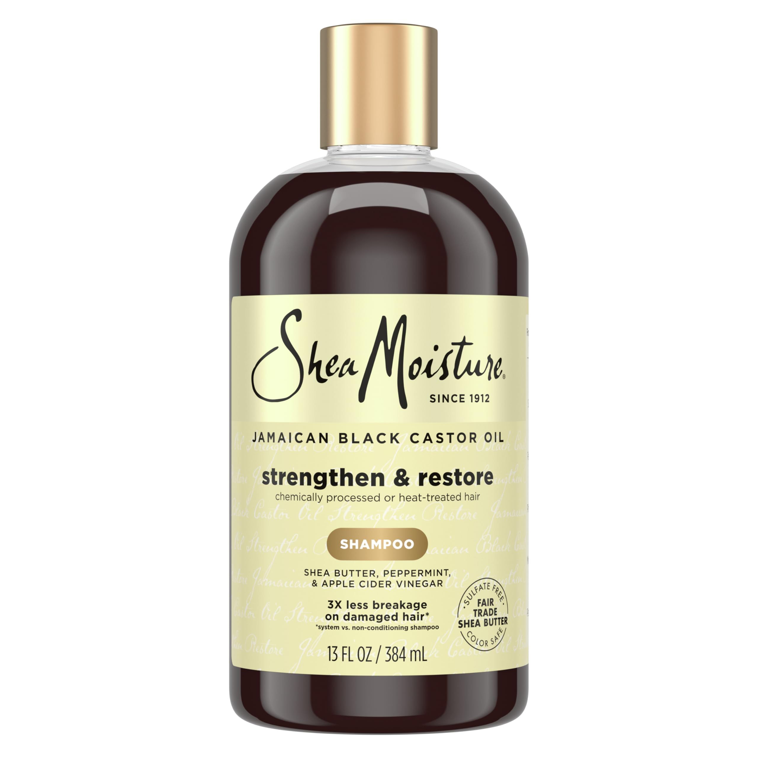 SheaMoistureStrengthen and Restore Shampoo Pure Jamaican Black Castor Oil for Damaged Hair To Cleanse and Nourish Hair 13 oz