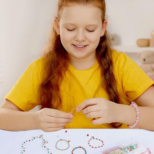 Vista 28 de Juego de 2600 cuentas de poni, juego de cuentas Kandi arcoíris de 18 colores, kit de fabricación de joyas de plástico mate multicolor para Rainbow