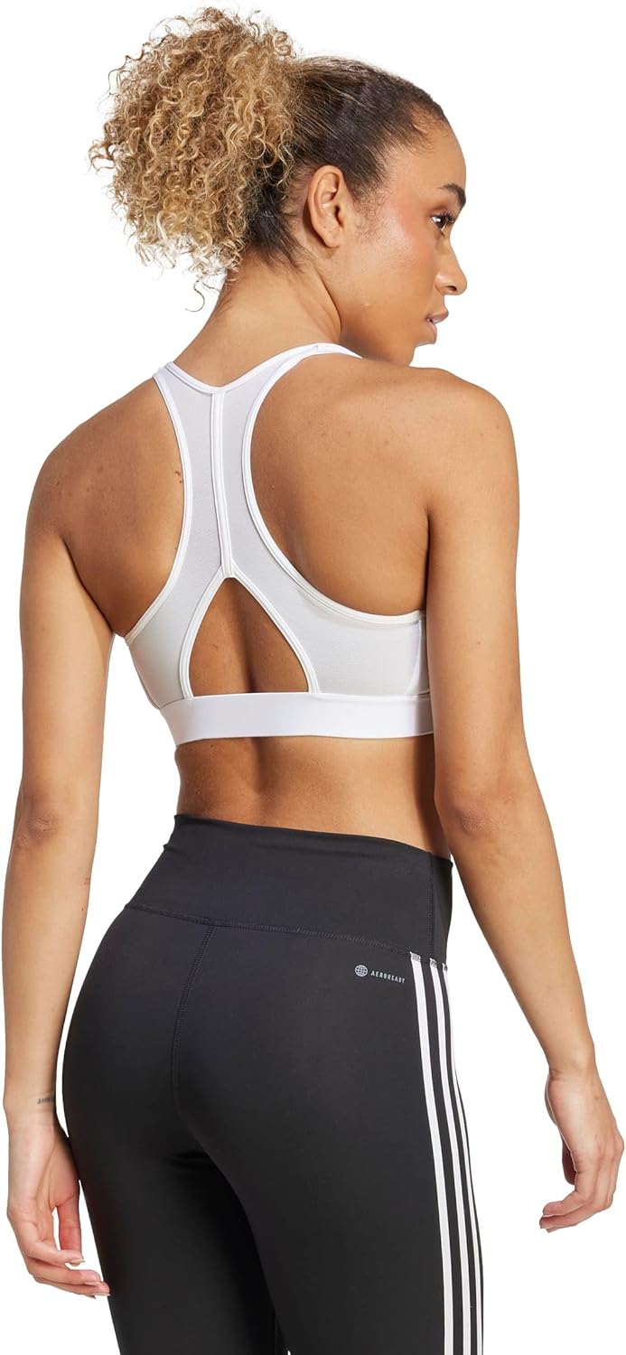 adidas Womens Powerreact Essentials Medium-Support 3-Stripes Bra - Image 3