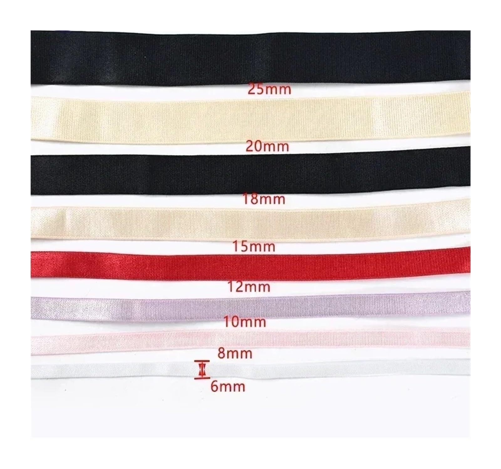 10M 6mm-25mm Nylonowe Opaski Elastyczne Pasek Biustonosza Gumka Bielizna Szwy Odzieży Gumki Taśma Akcesoria Do Szycia(White,18mm)