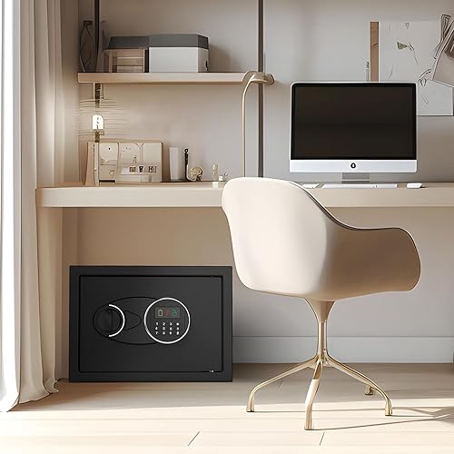 Miniatura 3 de Goldenkey Caja fuerte clásica grande de 1.6 pies cúbicos con puerto de carga, caja fuerte digital de acero con estante, se adapta a laptop, joyas y