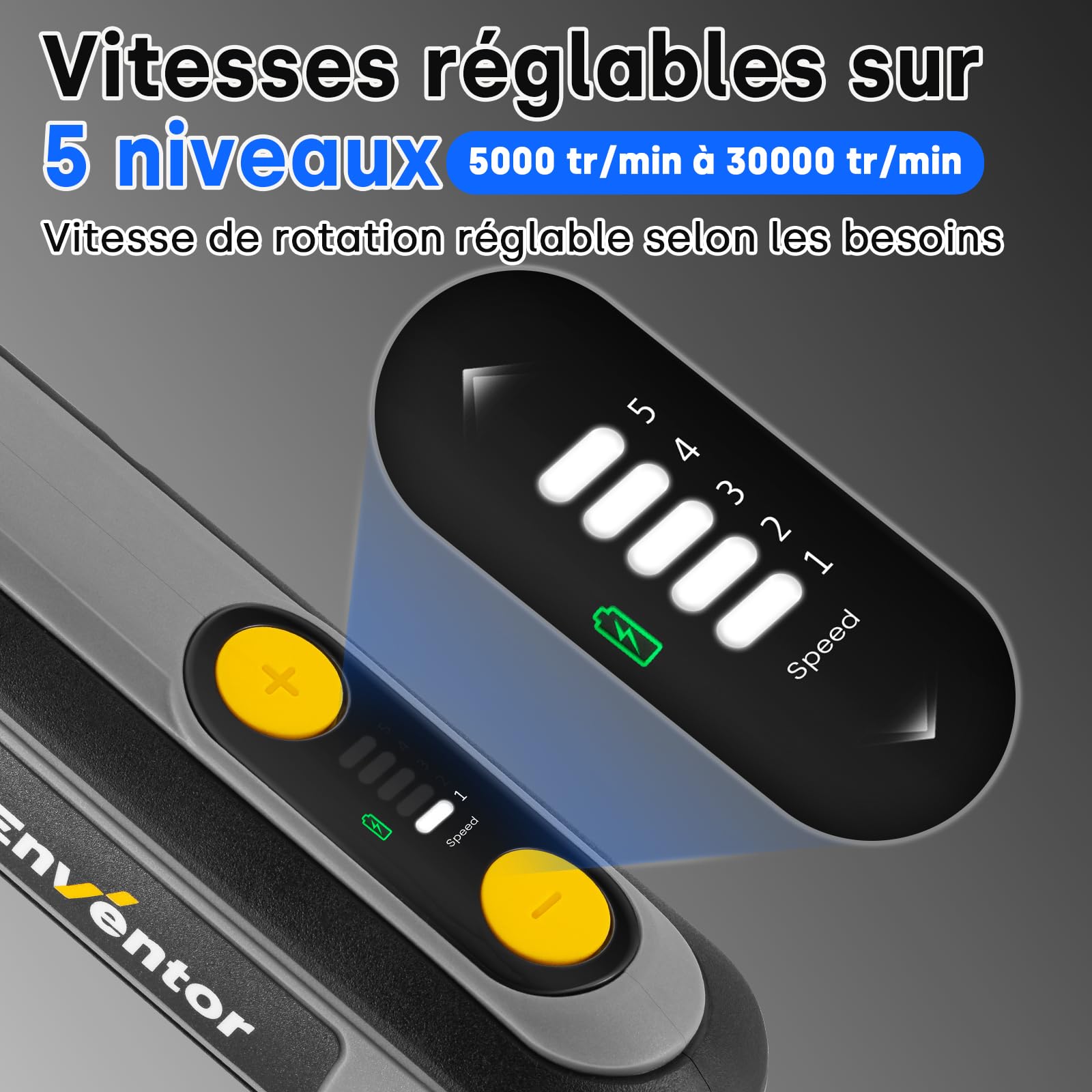 Enventor 8V Outil Rotatifs Multifonction Sans Fil, Mini Perceuse Sans Fil, 2 000 mAh, 5-Vitesses, 30 000 RPM Max, 125 Accessoires pour Sculpture, PonçAge, Polissage, DéCoupe, PerçAge