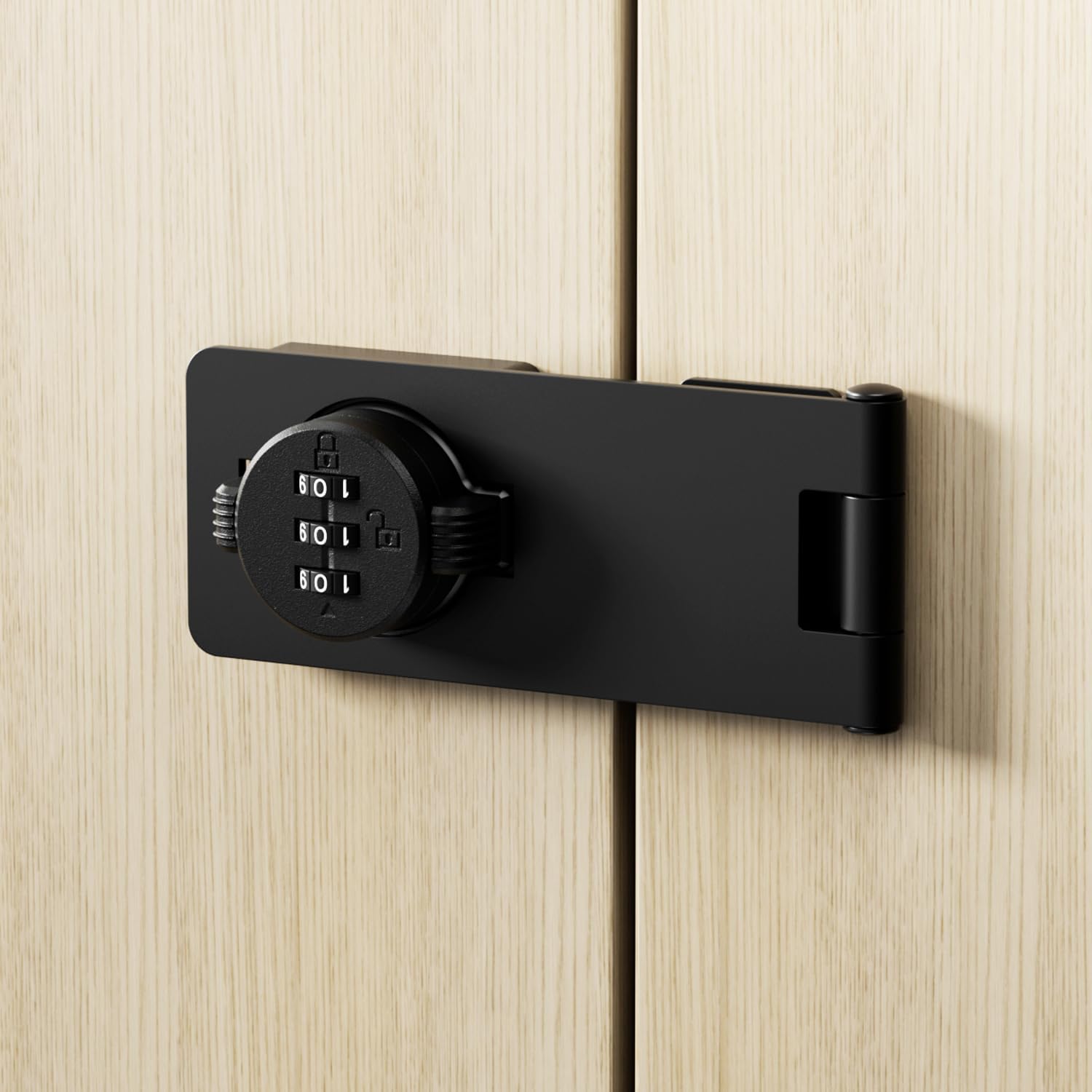 ETEKJOY Keyless Cabinet Lock 3-Digit Combination Password Hasp Latch Lock Twist Knob Wooden Drawer Cupboard Locker Gun-Safe Closet Box Home Office Security (Black, 3.5 Inch)