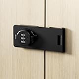 ETEKJOY Keyless Cabinet Lock 3-Digit Combination Password Hasp Latch Lock Twist Knob Wooden Drawer Cupboard Locker Gun-Safe Closet Box Home Office Security (Black, 4.5 Inch)