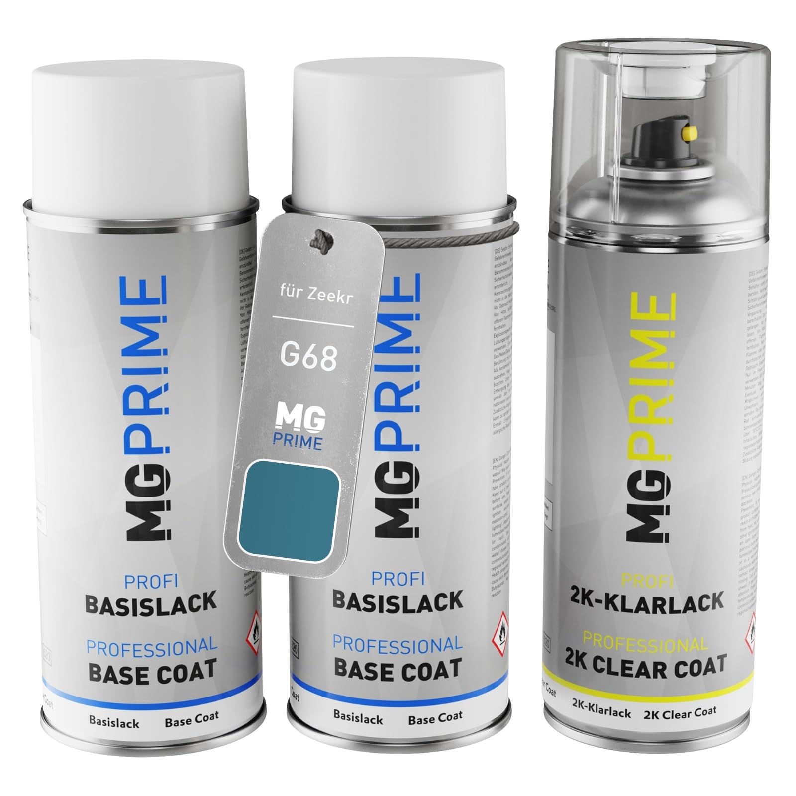 MG PRIME Vernice per auto Bombolette spray per Zeekr G68 Quantum Blue +2K | Kit vernice di fondo + base + trasparente 2K, bombolette spray 400ml