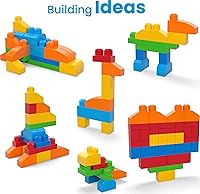 Vista 3 de MEGA BLOKS First Builders - Juego de juguetes de bloques para niños pequeños, bolsa de construcción deluxe con 150 piezas y almacenamiento, juego