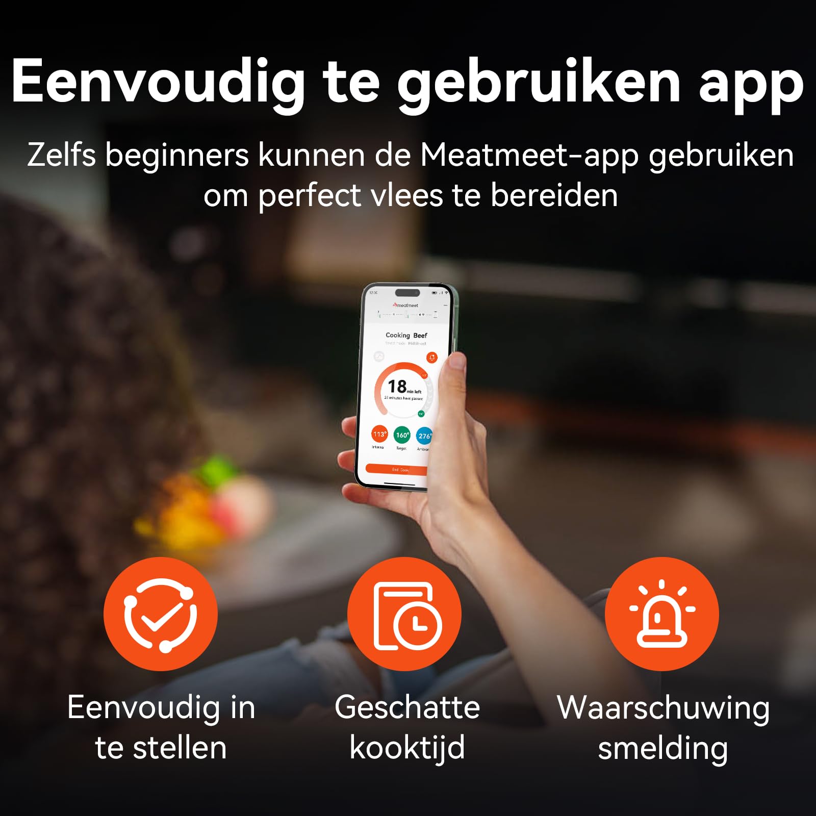 Fileeyn Slimme vleesthermometer, draadloze bluetooth met 2 sondes, lcd-display, 500 ft bluetooth-bereik, hittebestendigheid van 550 °C, app-bediening, grillthermometer voor BBQ, grill, rookoven, oven