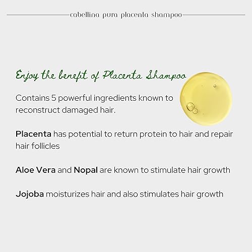 Miniatura 4 de Cabellina Pura Placenta y Proteína Champú Reconstructor del Cabello con Cepillo - 32oz