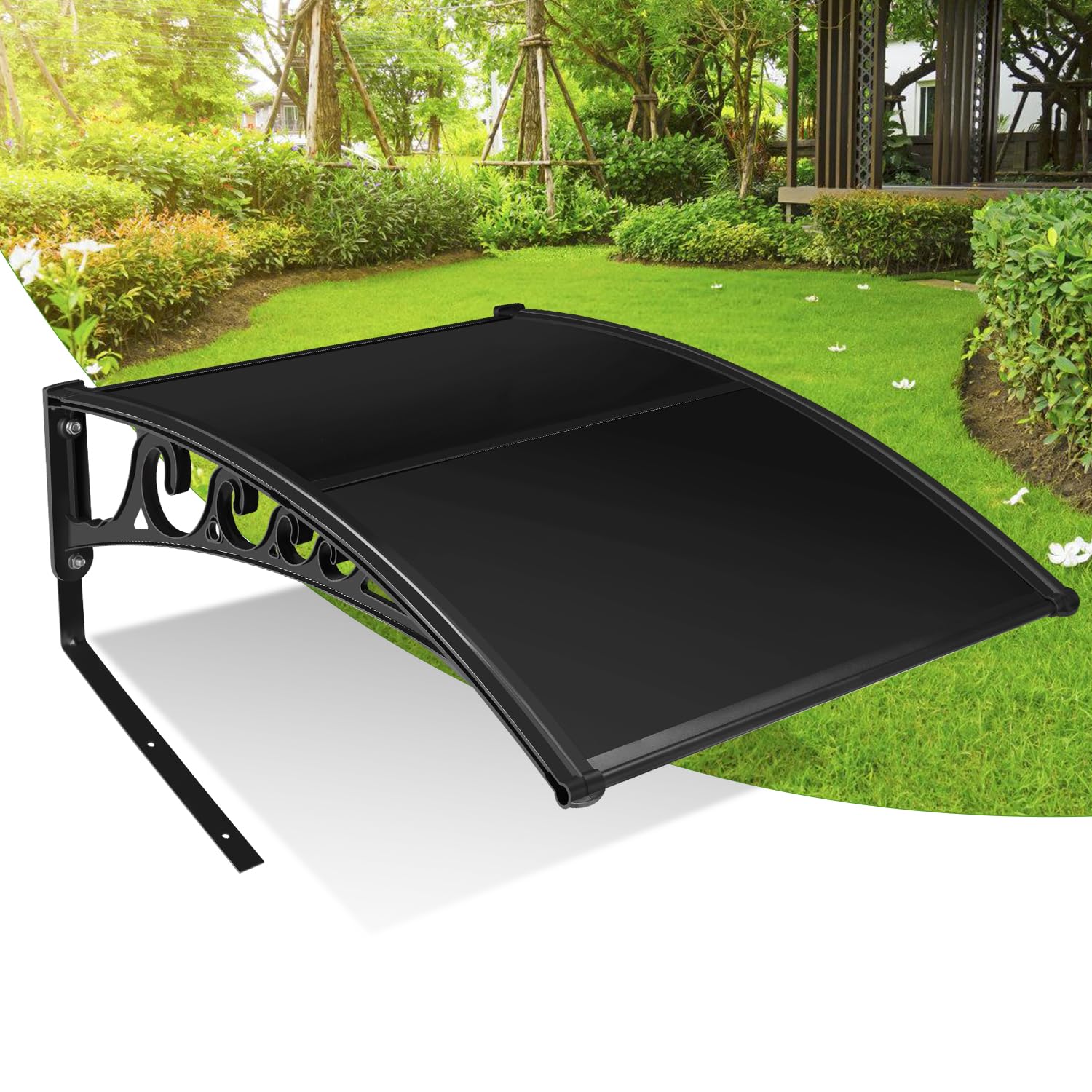 Fiqops Garage pour robot tondeuse, Garage en plastique PP pour robot tondeuse, Abri de protection UV et pluie pour robot tondeuse, Protection météo pour robot tondeuse, 106x87x50 cm, Noir
