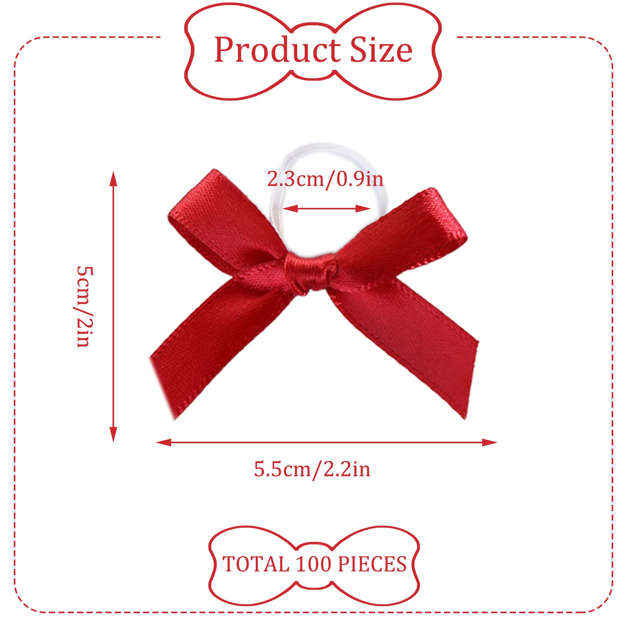 100 Fiocchi Di Raso Con Elastico - Mini Fiocchi Per Capelli, Matrimoni E Decorazioni Fai Da Te - Foto 11